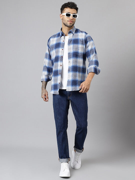 Plaided Flannel Checked Pure Cotton Slim Fit Casual Shirt