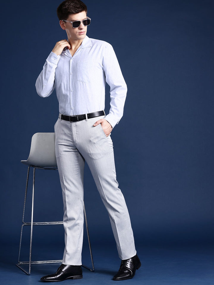 Men Sky blue Striped Pure Cotton Relaxed Fit Formal Shirt