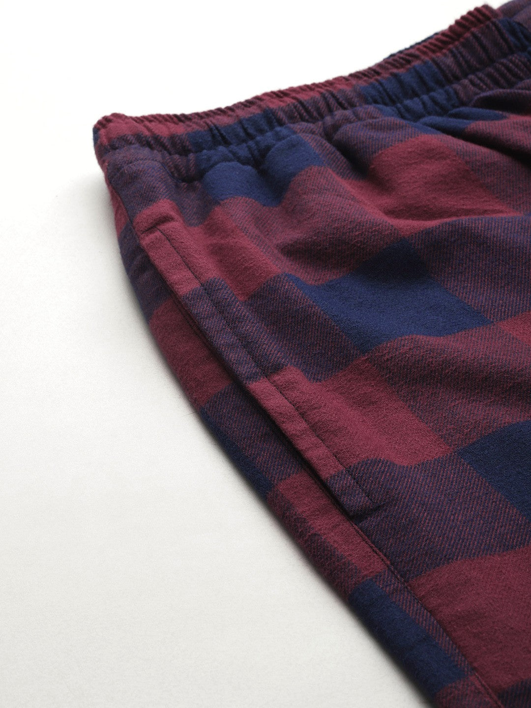 Men Maroon& Navy Blue Checked Pure Cotton Regular Fit Casual Co &Ord Sets