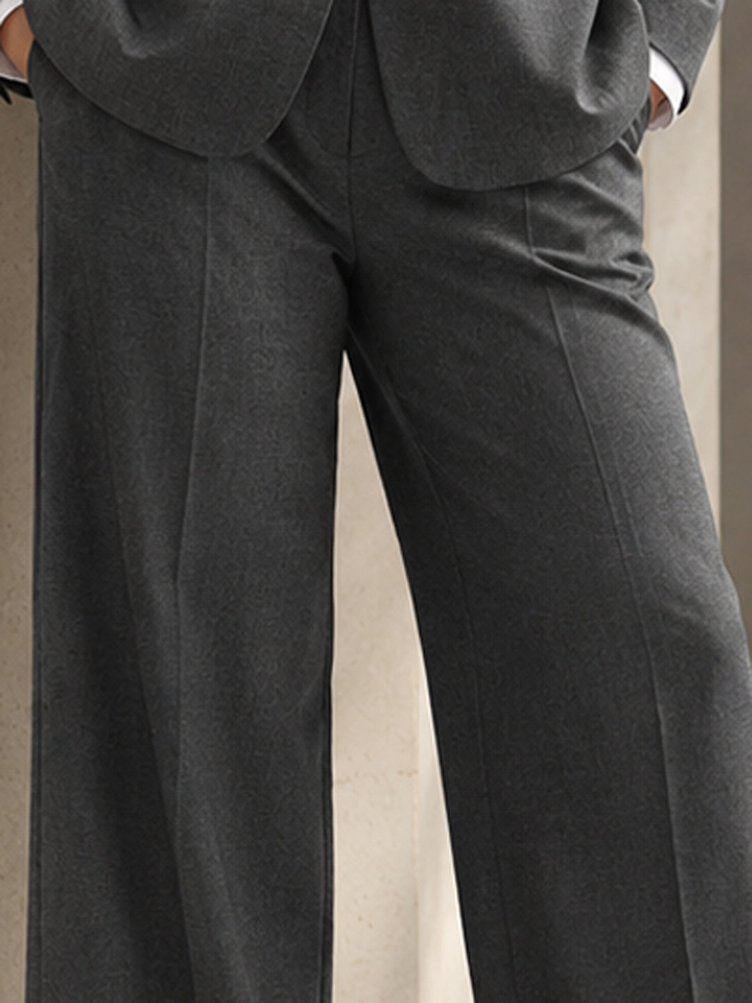 Hancock   Women   Dark Grey   Solids   Viscose Rayon   Slim Fit   Formal   Suit Set