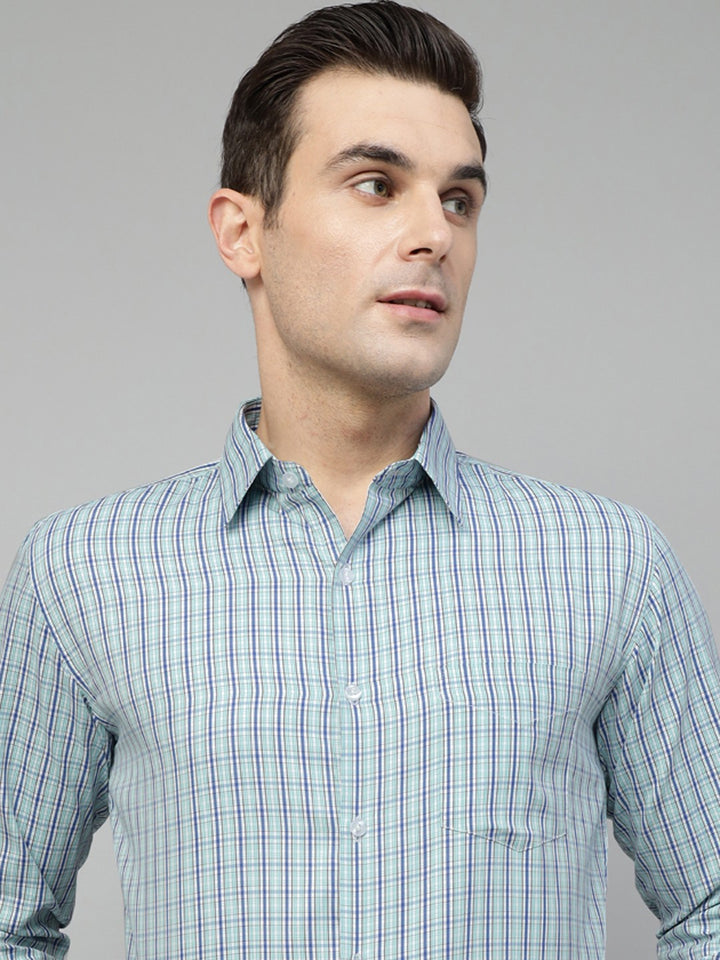 hancock green windowpane checked spread collar cotton wrinkle ressistant formal shirt sophisticated look.
