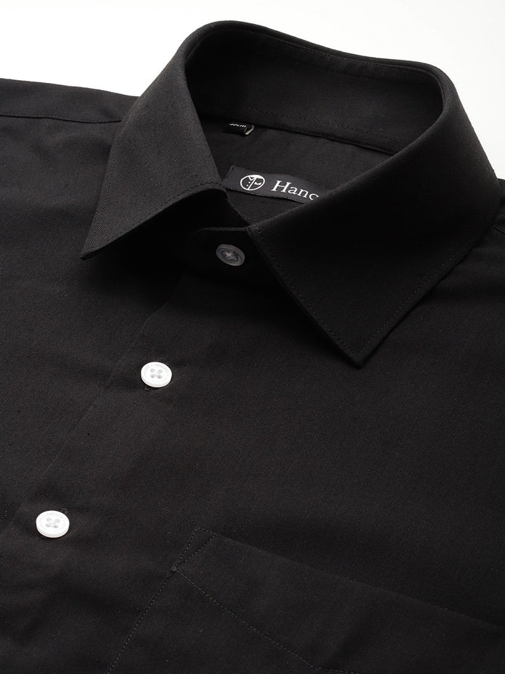 Men Black Solid Viscose Rayon Slim Fit Formal Shirt