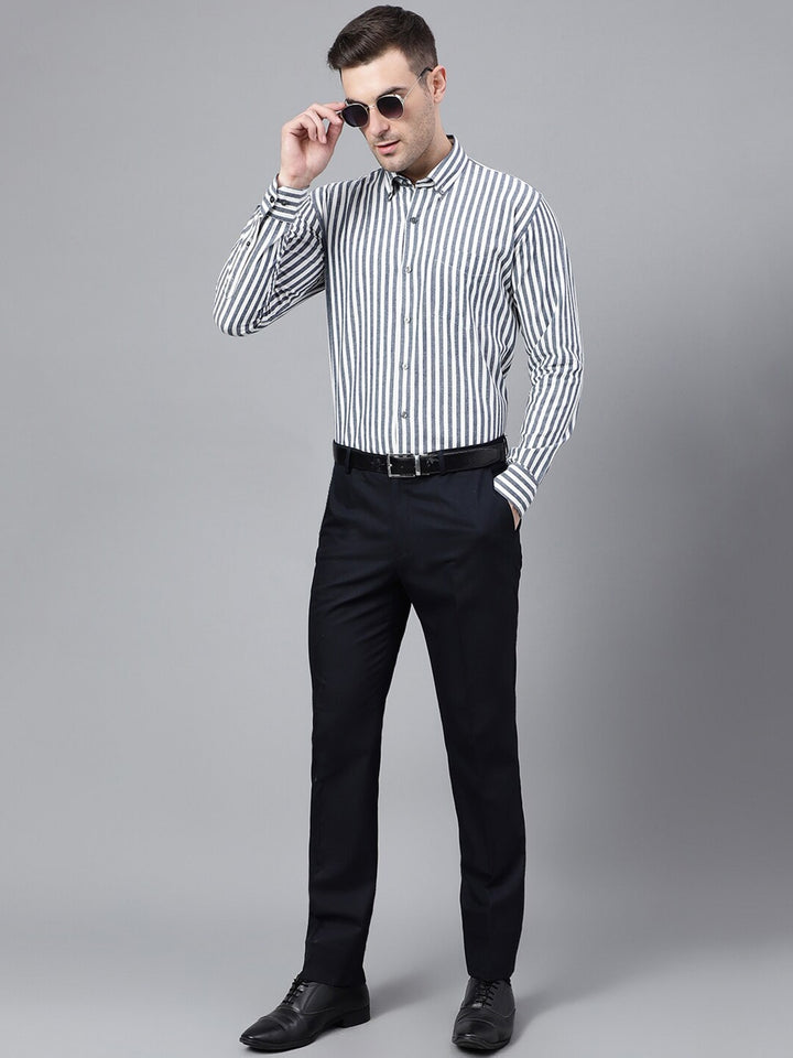 Pencil Striped Plaided Flannel Pure Cotton Slim Fit Formal Shirt