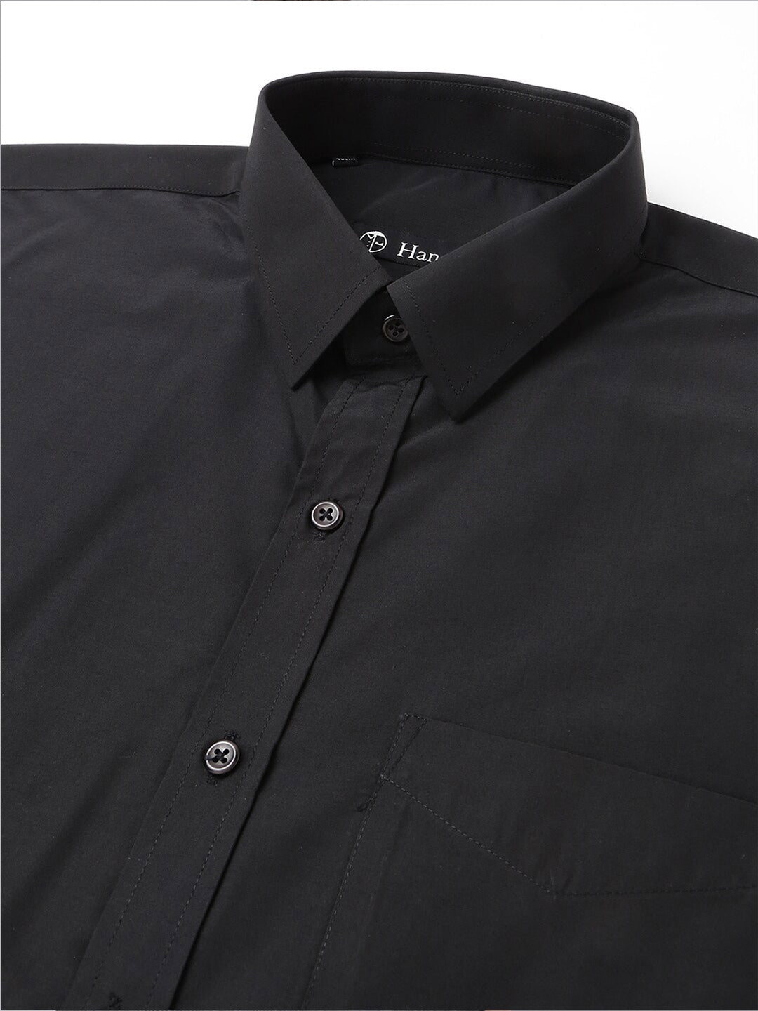 Men Black Solid Rich Cotton Slim Fit Formal Shirt