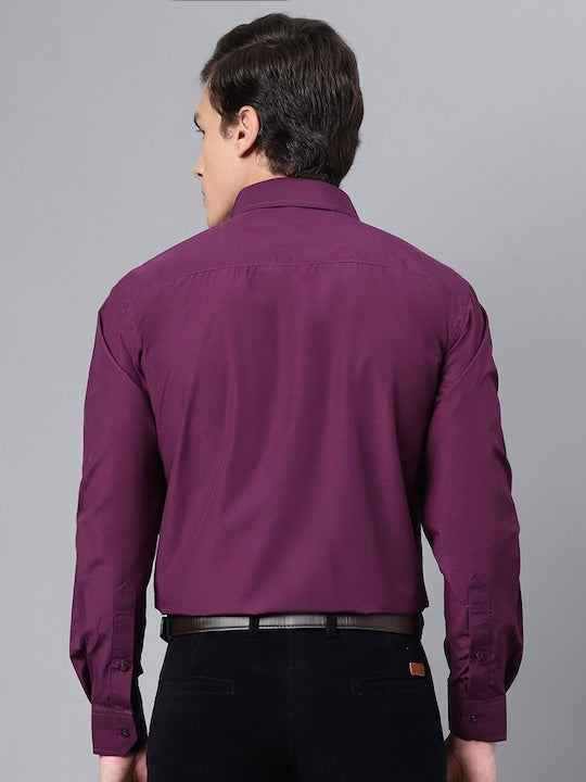 Men Purple Solid Rich Cotton Slim Fit Formal Shirt