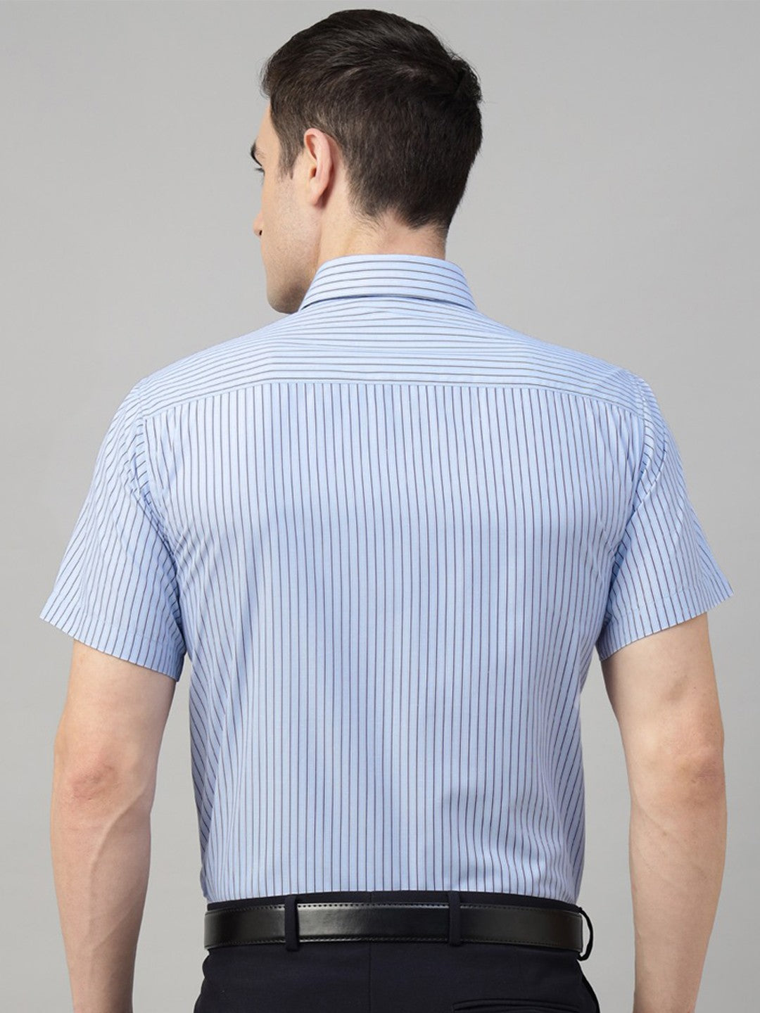 Men Blue Stripe Cotton Slim Fit Formal Shirt