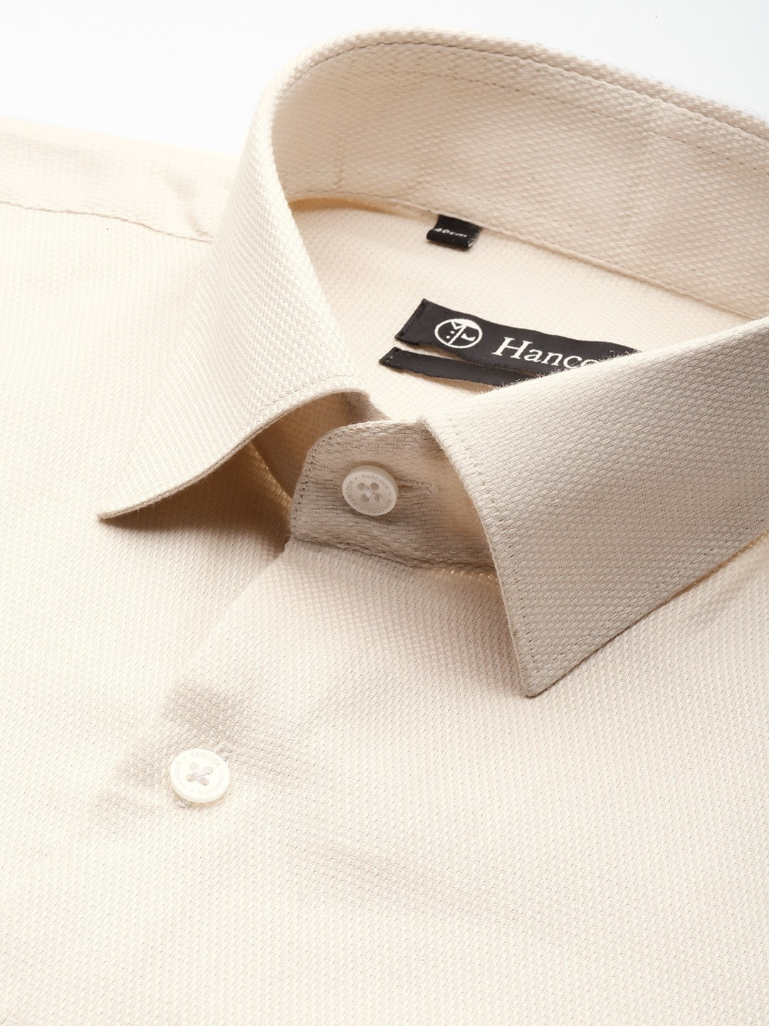 Men Beige Solid Pure Cotton Slim Fit Formal Shirt