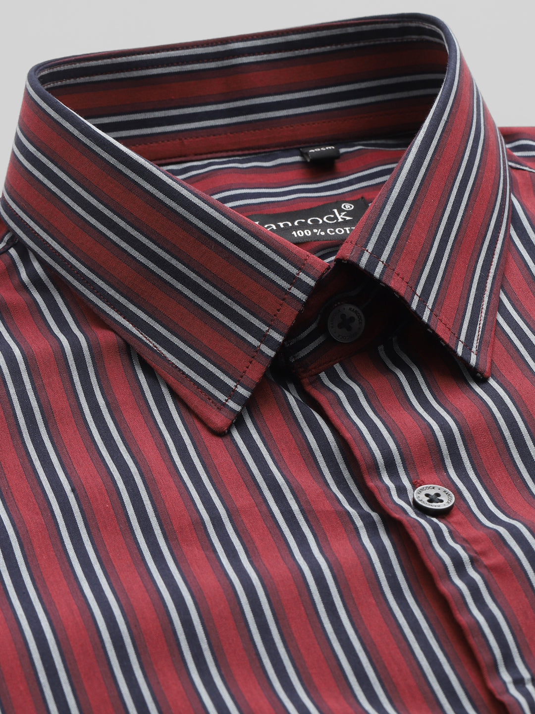 Men Blue Vertical Striped Pure Cotton Slim Fit Formal Shirt