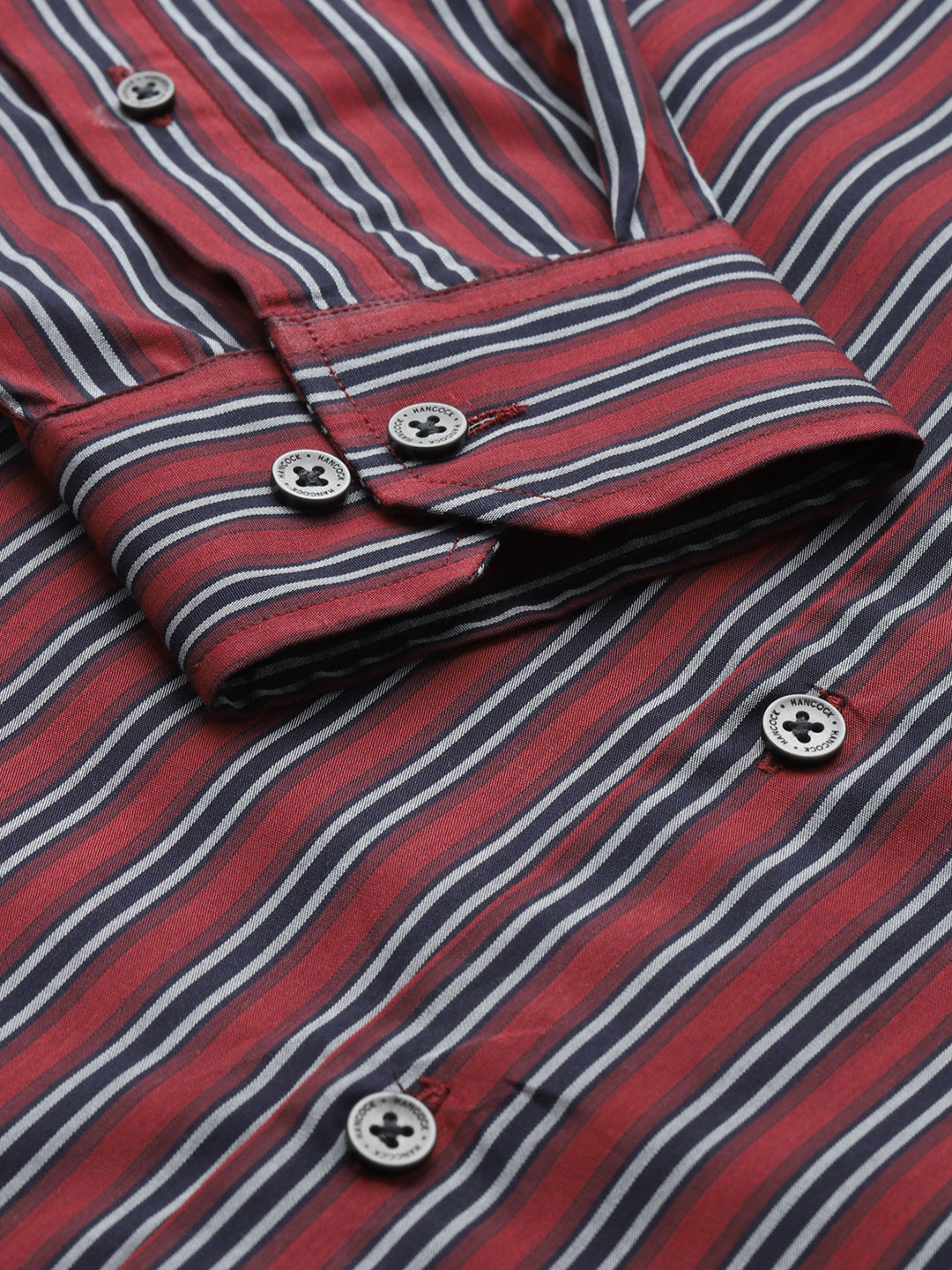 Men Blue Vertical Striped Pure Cotton Slim Fit Formal Shirt
