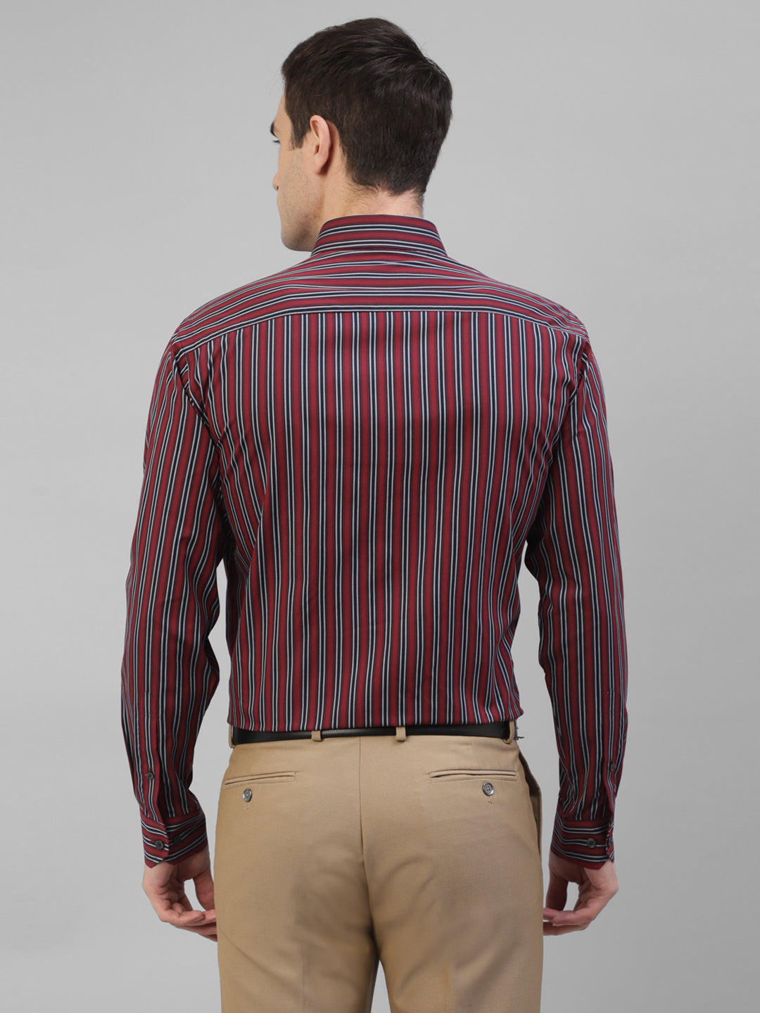 Men Blue Vertical Striped Pure Cotton Slim Fit Formal Shirt
