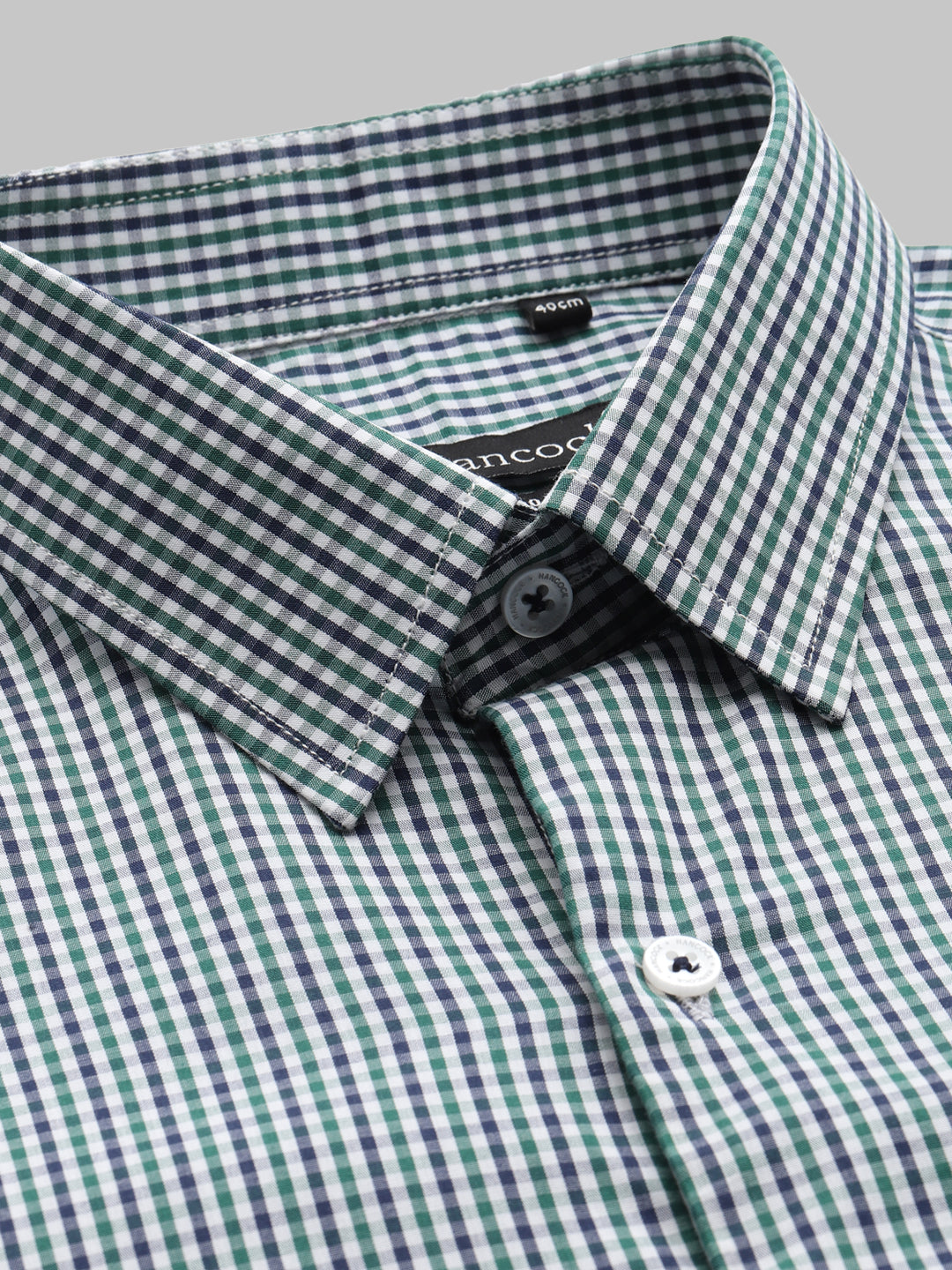 Men White & Green Micro Checked Pure Cotton Slim Fit Formal Shirt