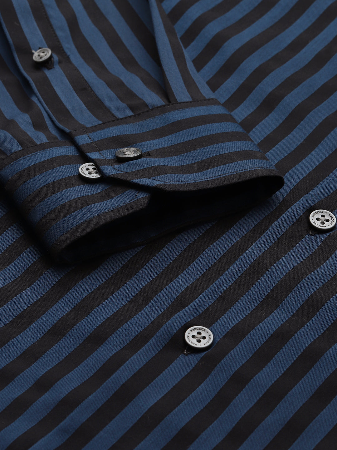 Men Blue & Black Candy Striped Pure Cotton Slim Fit Formal Shirt