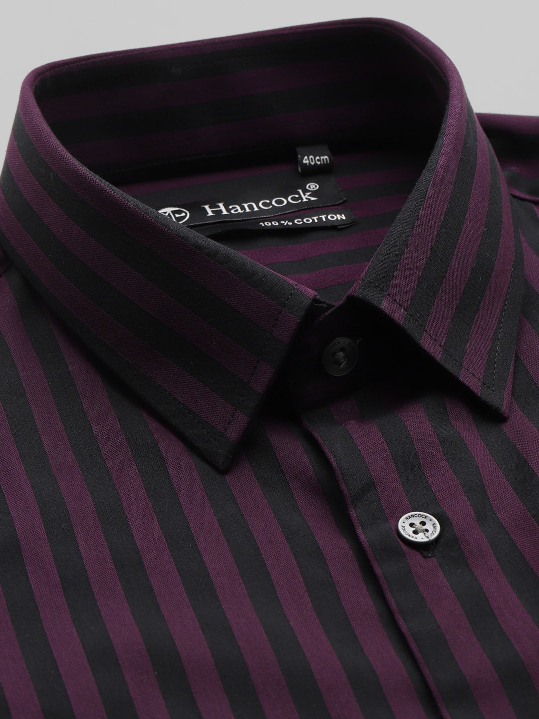 Men Purple & Black Candy Striped Pure Cotton Slim Fit Formal Shirt