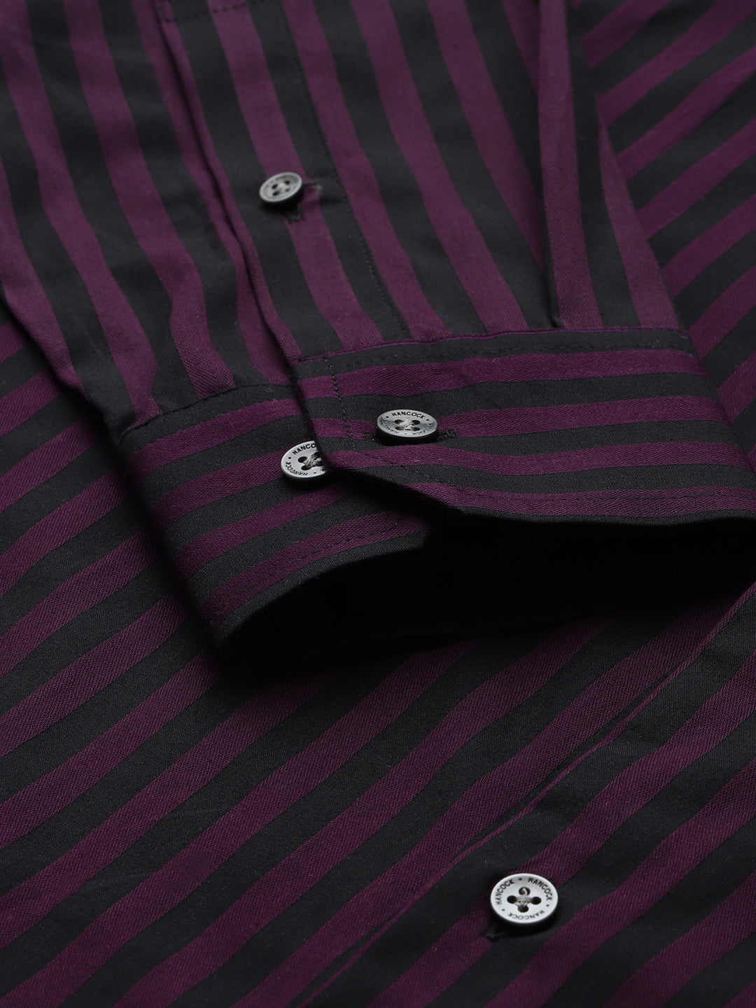 Men Purple & Black Candy Striped Pure Cotton Slim Fit Formal Shirt