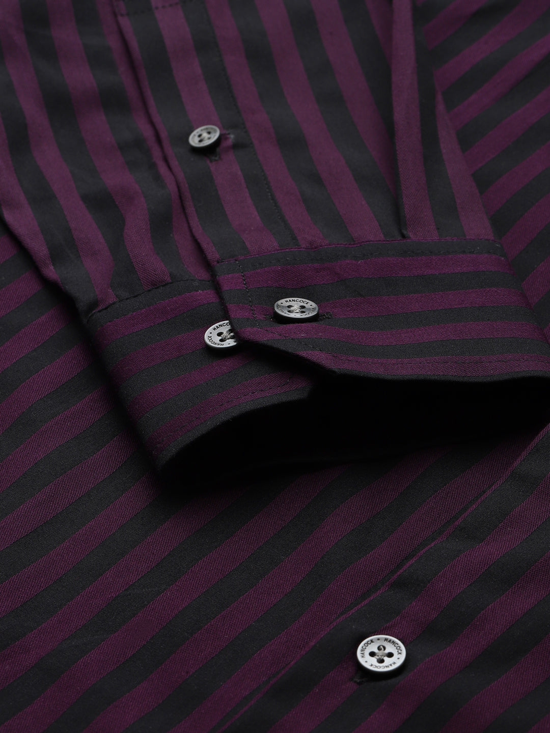 Men Purple Black Candy Striped Pure Cotton Slim Fit Formal Shirt