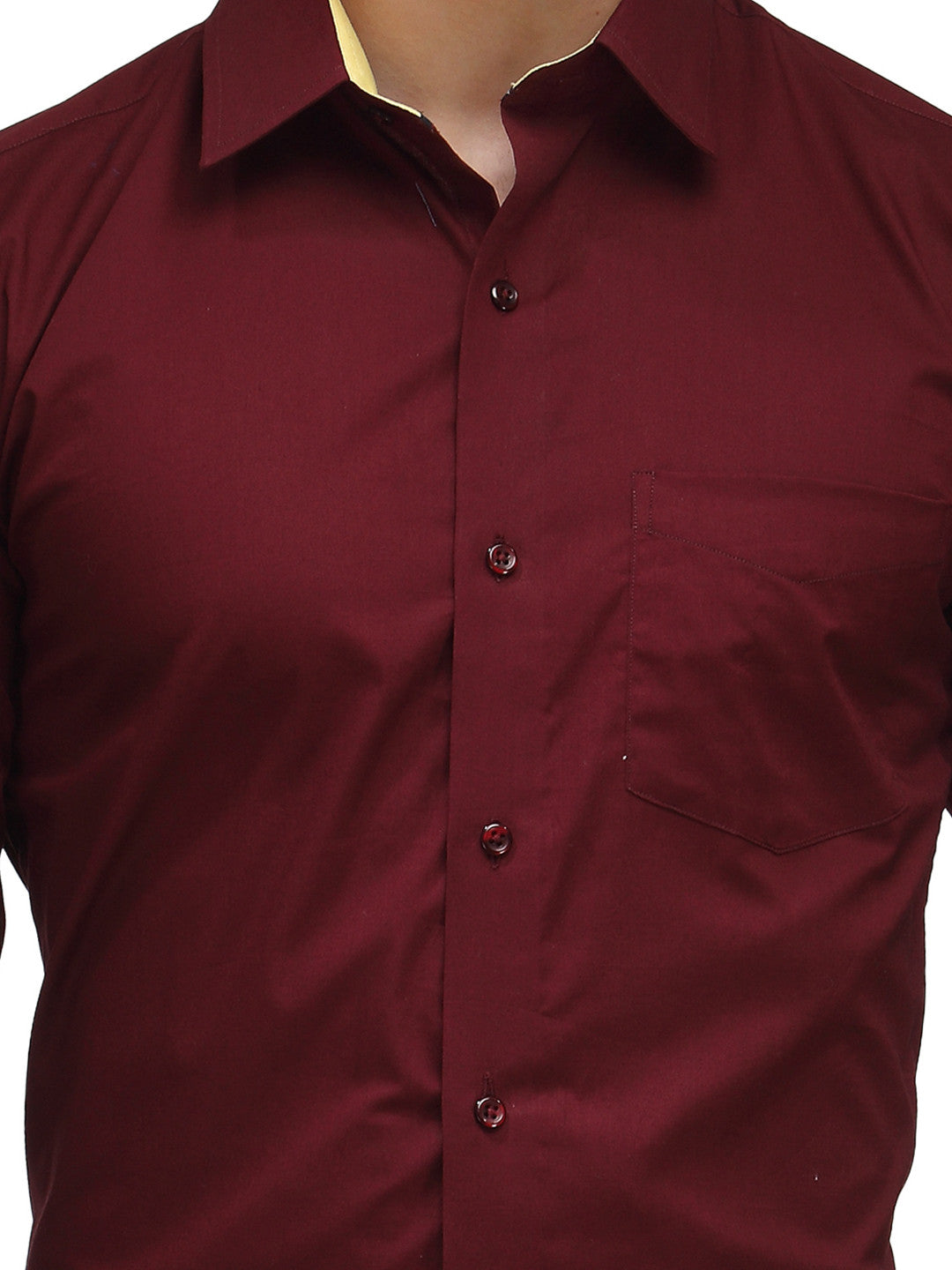 Men Maroon Solid Pure Cotton Slim Fit Formal Shirt