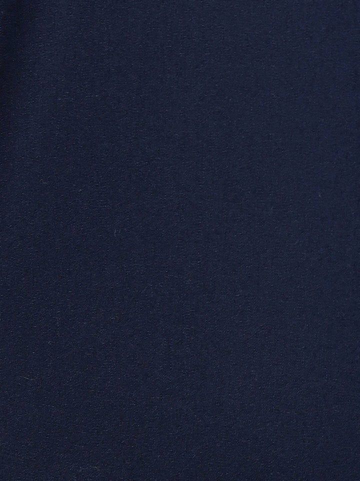 Hancock Men Navy Blue Solid Cotton Elastene Slim Fit Formal Shirt