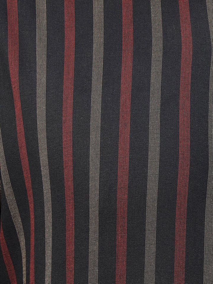 Hancock Men Black Stripe Pure Cotton Slim Fit Formal Shirt
