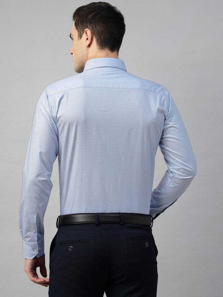Hancock Men Sky Blue Solid Pure Cotton Slim Fit Formal Shirt