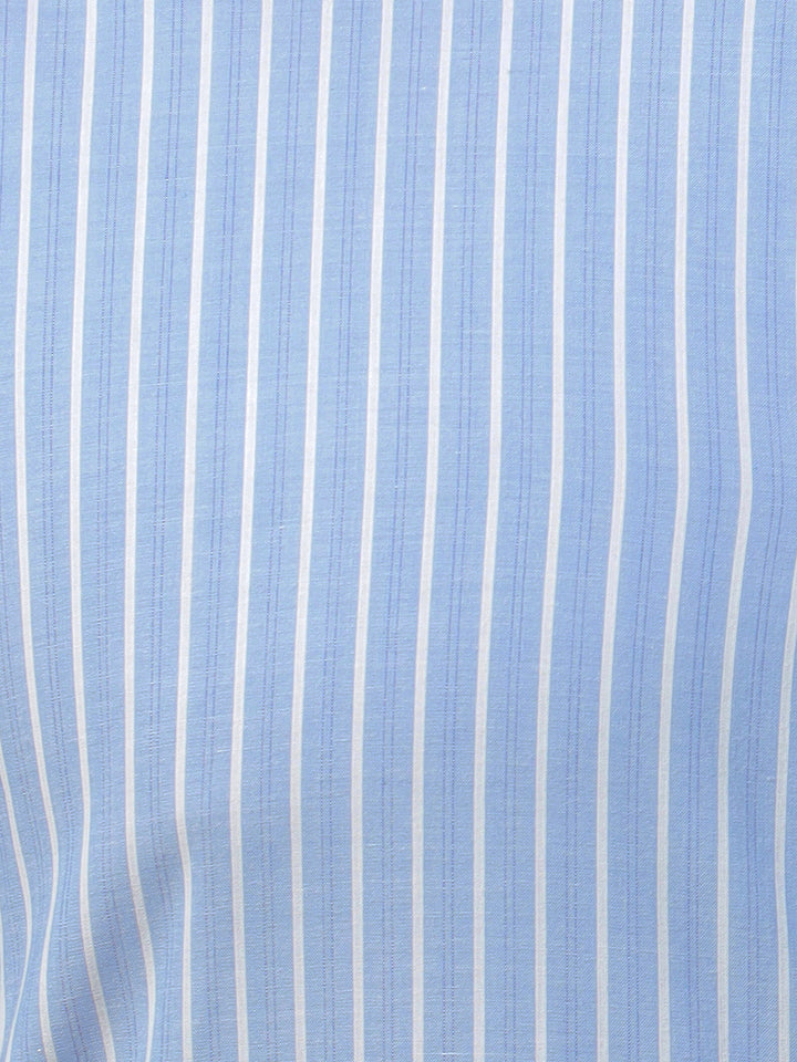 Hancock Men Blue Stripe Pure Cotton Slim Fit Formal Shirt