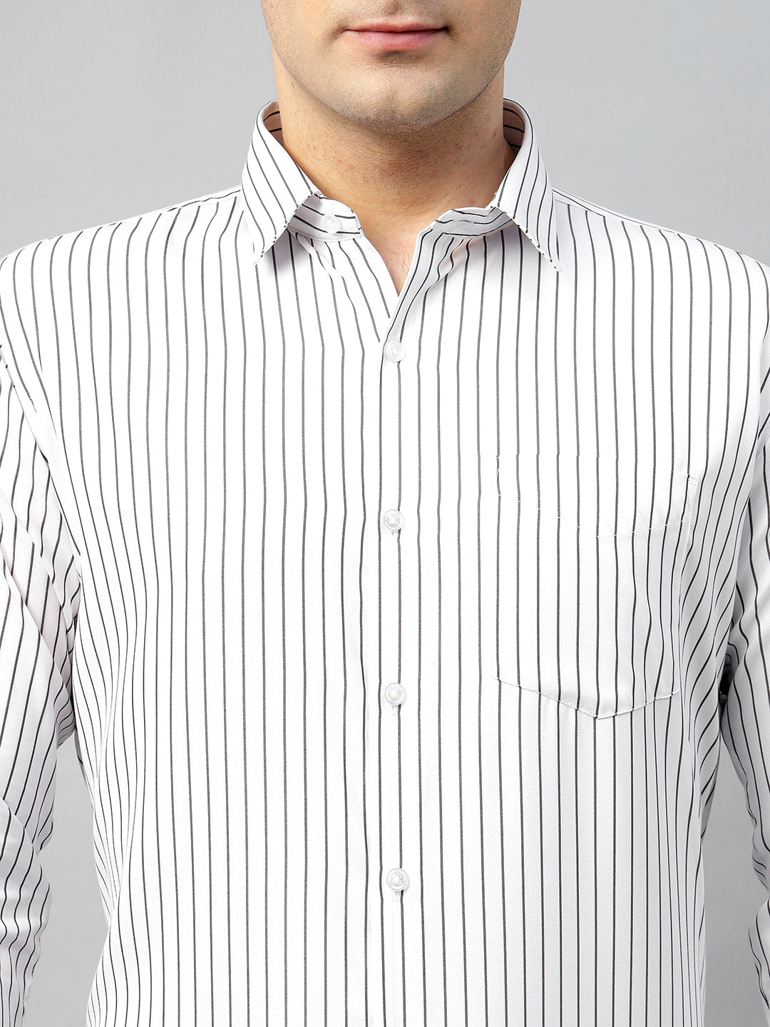 Hancock Men White & Black Check Polyester Slim Fit Formal Shirt