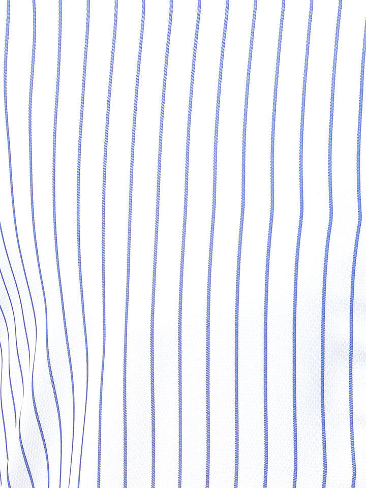 Hancock Men White & Blue Check Polyester Slim Fit Formal Shirt