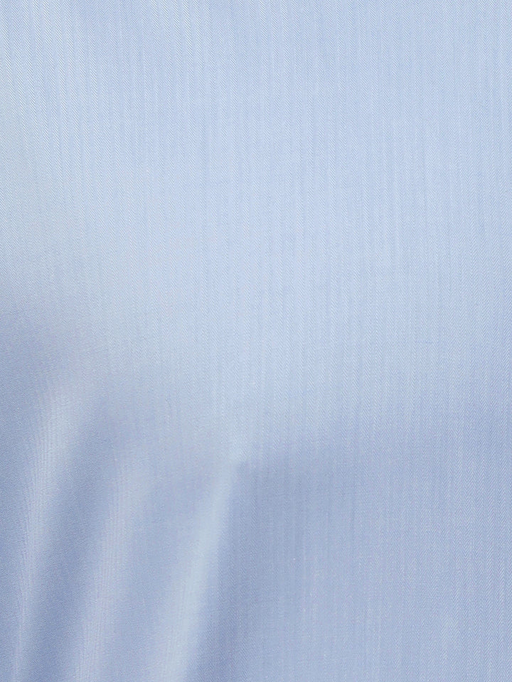 Hancock Men Sky Blue Solid Pure Cotton Slim Fit Formal Shirt