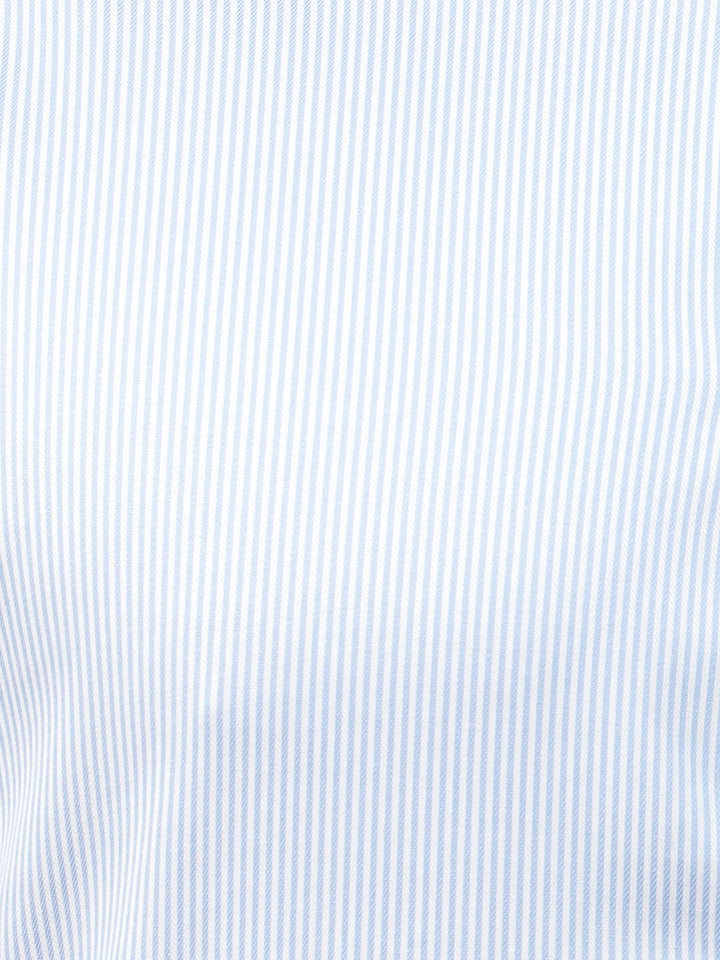 Hancock Men White & Blue Stripe Pure Cotton Slim Fit Formal Shirt