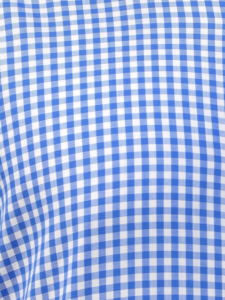 Hancock Men White & Blue Check Pure Cotton Slim Fit Formal Shirt
