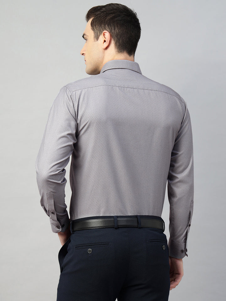 Hancock Men Grey Solid Polyester Slim Fit Formal Shirt