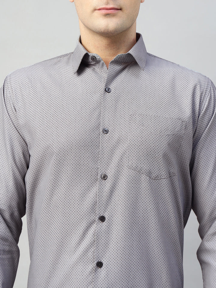 Hancock Men Grey Solid Polyester Slim Fit Formal Shirt