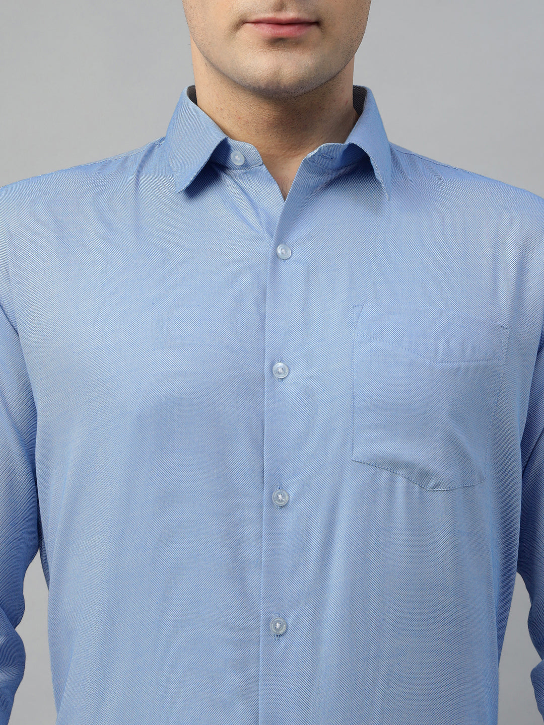 Hancock Men Blue Solid Polyester Slim Fit Formal Shirt