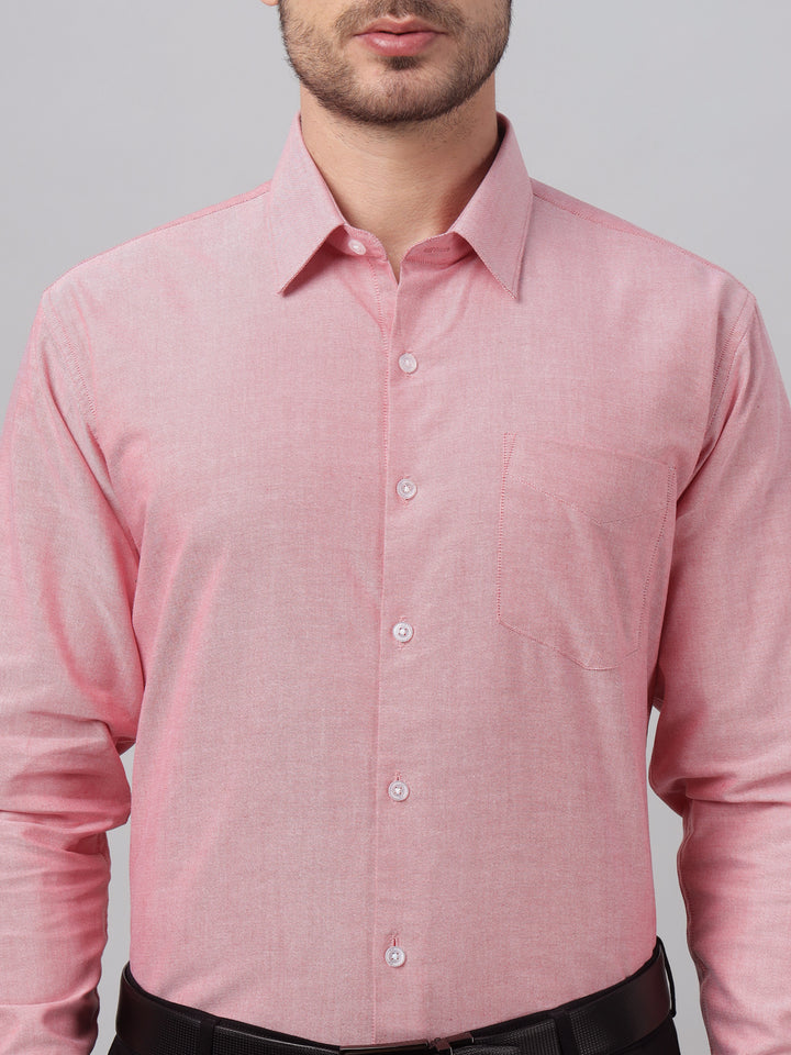 Hancock Men Coral Solid Spread Collar Slim Fit Formal Shirt