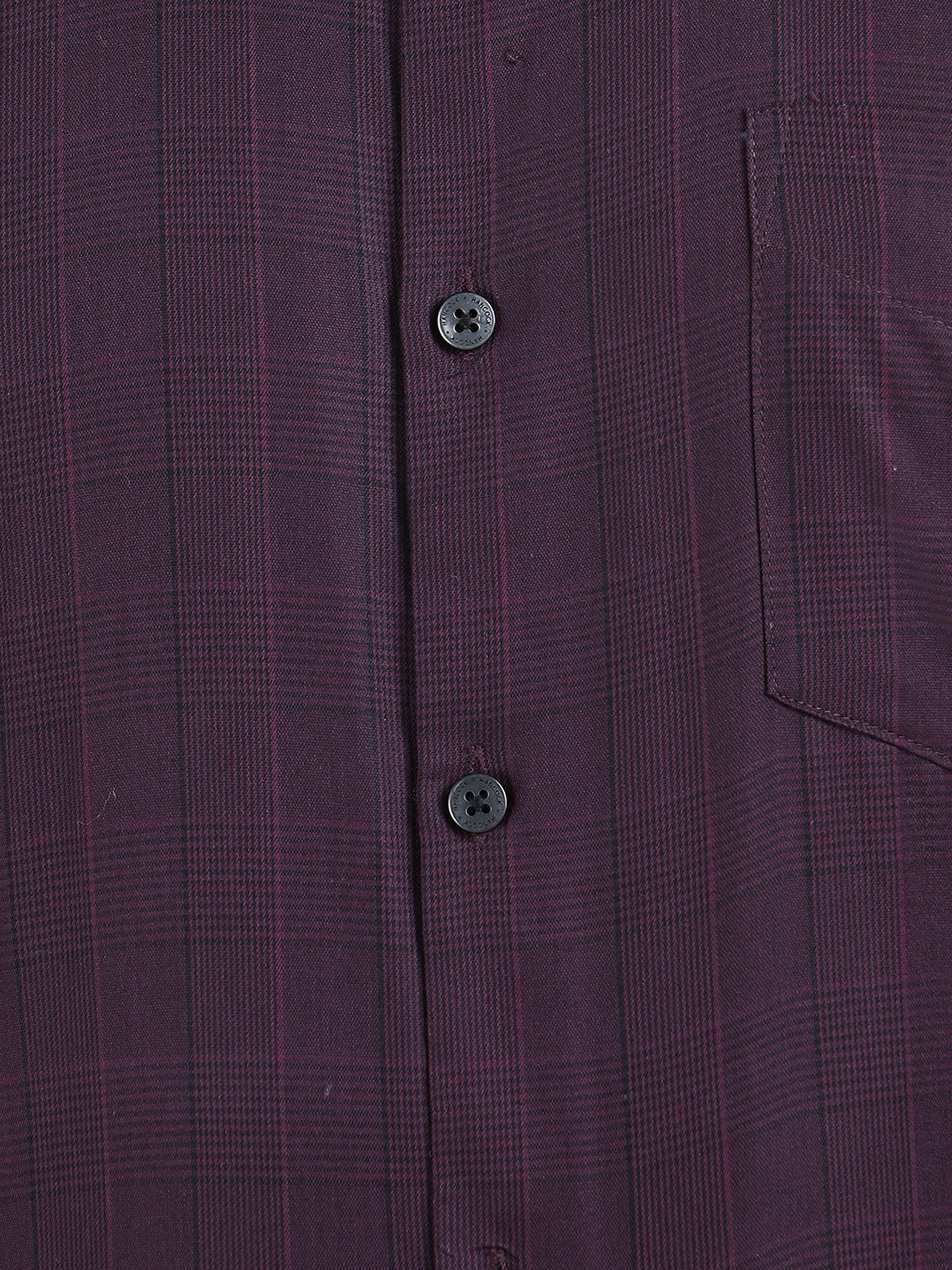 Hancock Men Burgundy Checked Cotton Stretch French Cuff Slim Fit Formal Shirt