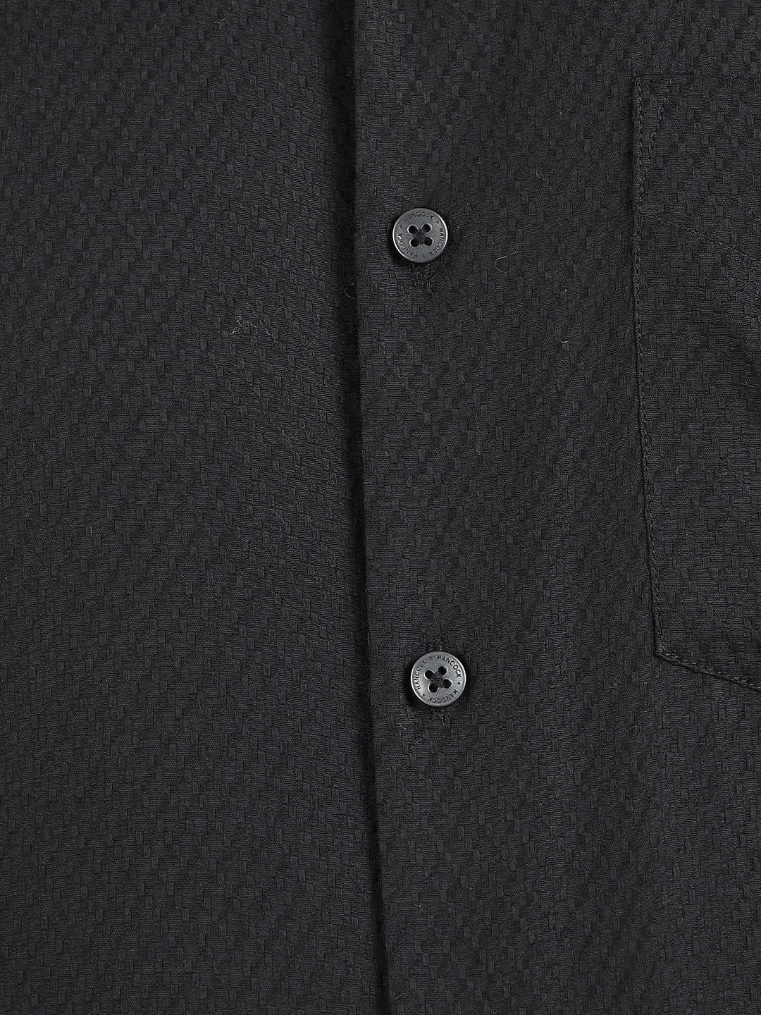 Hancock Men Black Dobby French Cuff Pure Cotton Slim Fit Formal Shirt