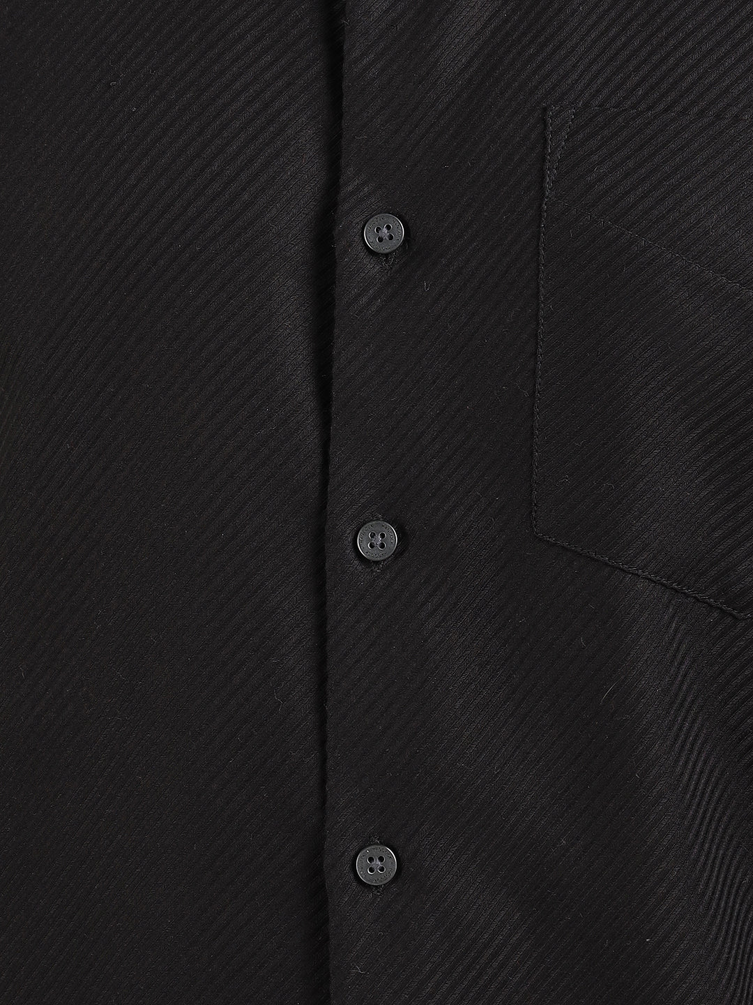 Hancock Men Black Solid Dobby Slim Fit Pure Cotton Party Shirt