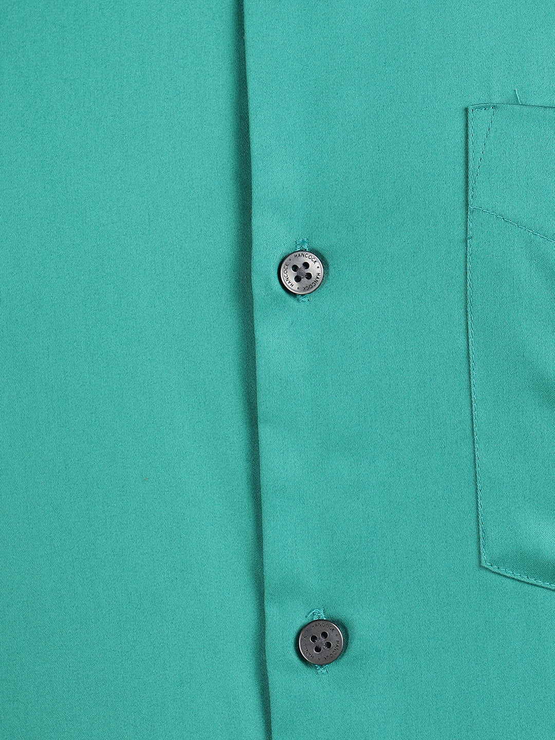 Hancock Men Green Solid Slim Fit Pure Cotton Satin Party Shirt