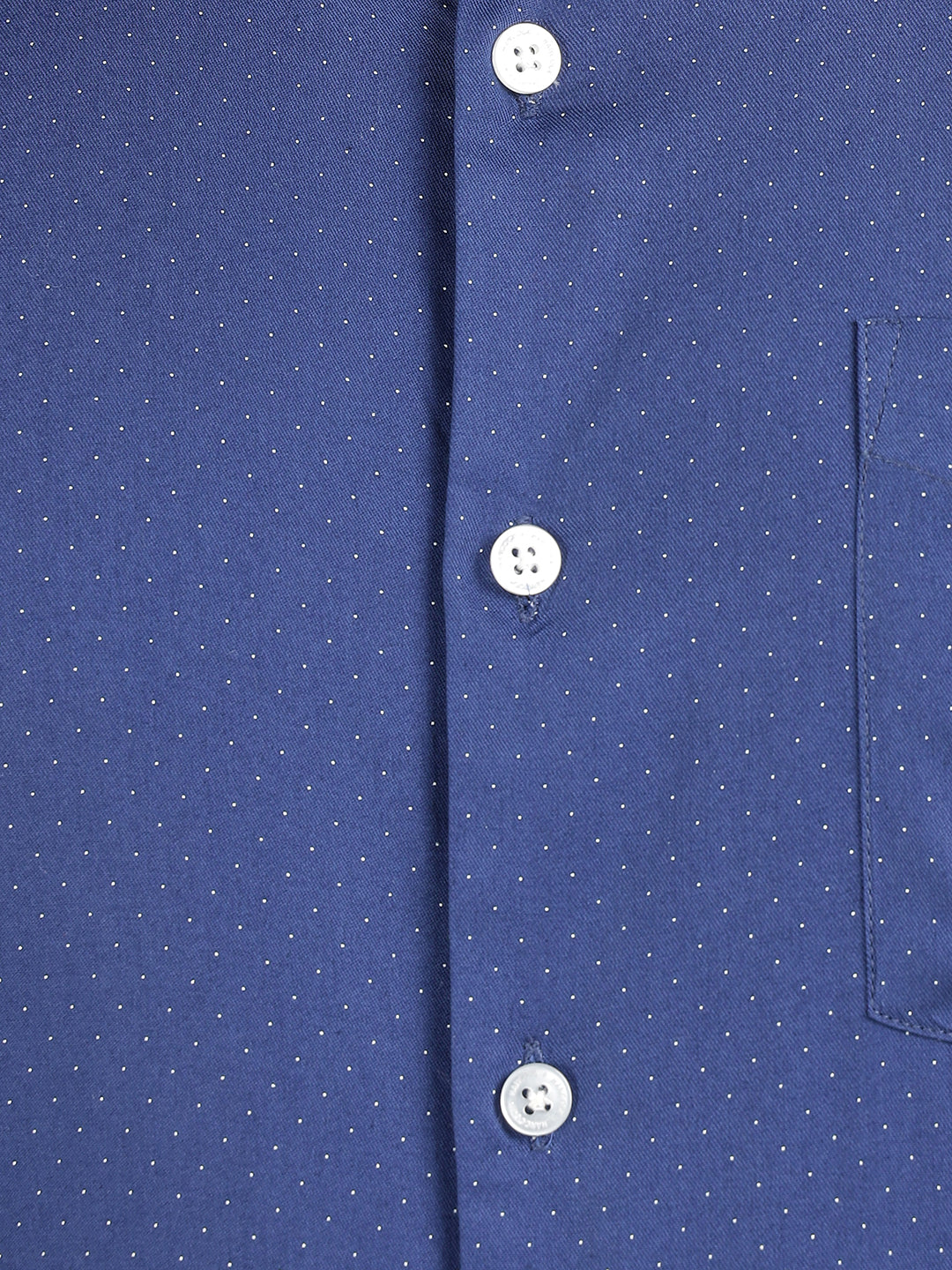 Hancock Men Royal Blue Polka Dot Printed Slim Fit Pure Cotton Formal Shirt