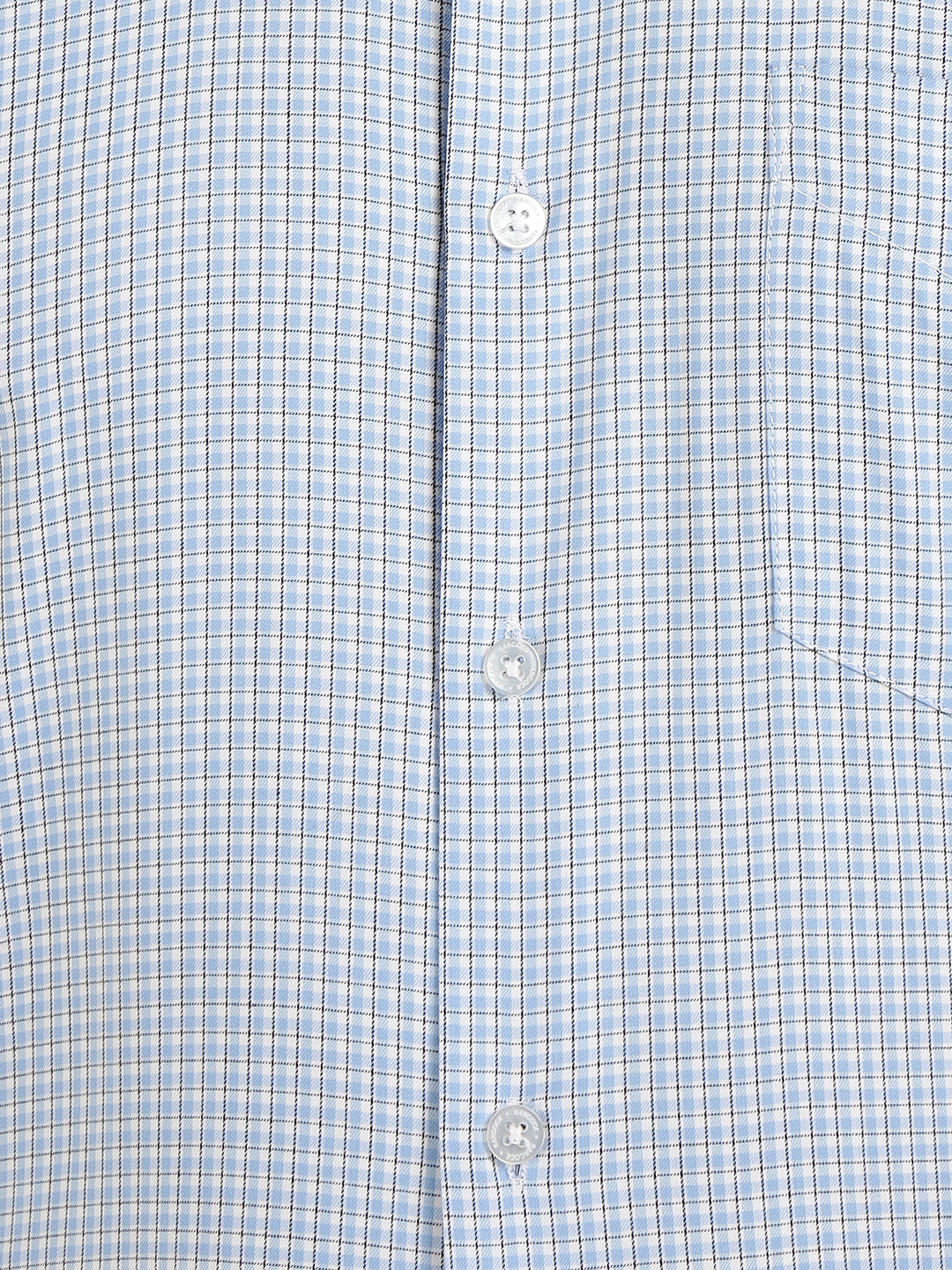 Hancock Men White & Blue Checked Slim Fit Tencel Formal Shirt
