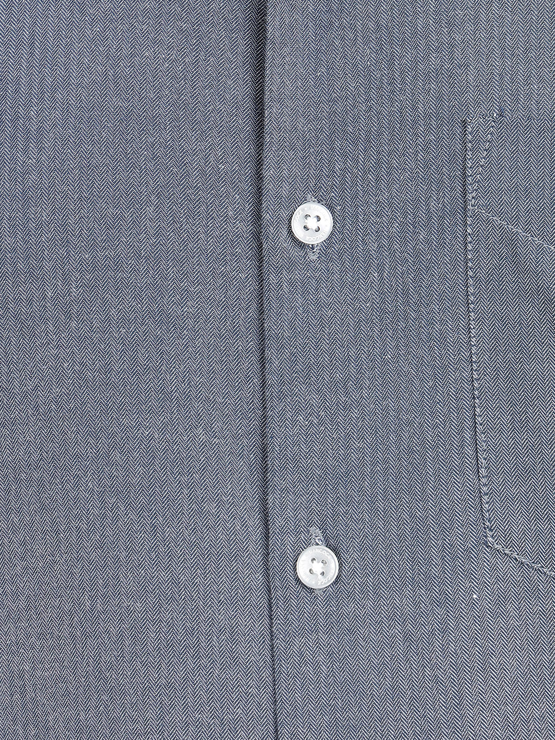 Hancock Men Bluish Grey Dobby Herringbone Weave French Cuff Slim Fit Pure Cotton Formal Shirt