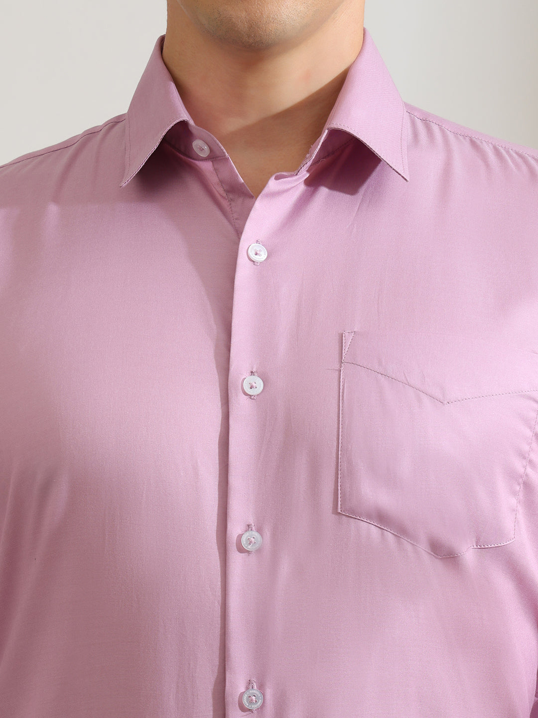 Hancock   Men   Lilac   Solids   Cotton Elastane   Slim Fit   Formal   Shirt