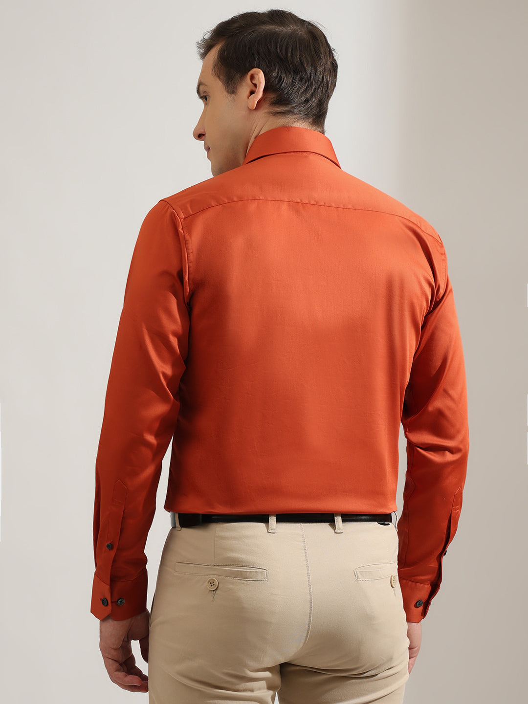 Hancock   Men   Rust   Solids   Pure Cotton   Slim Fit   Party   Shirt
