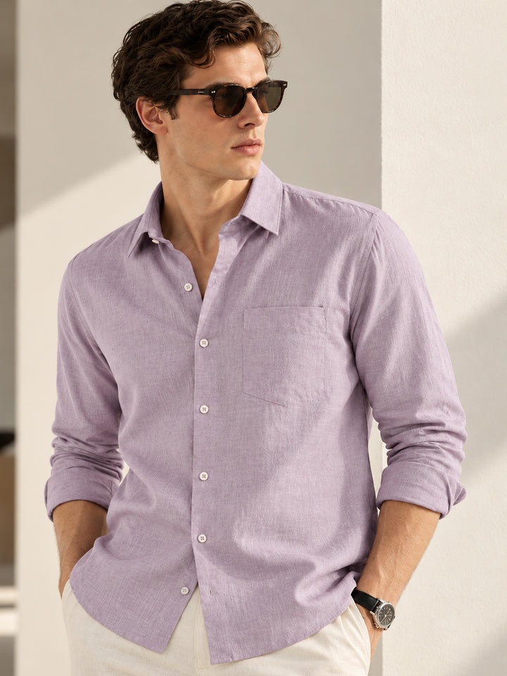 Hancock Men Purple Solid Lyocell Slim Fit Formal Shirt