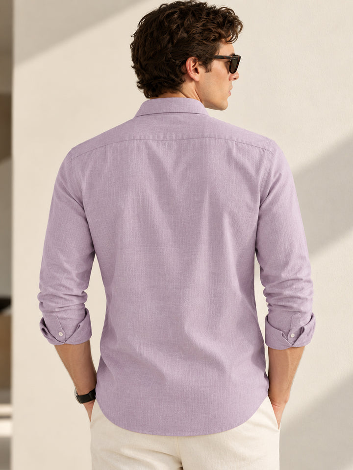 Hancock Men Purple Solid Lyocell Slim Fit Formal Shirt