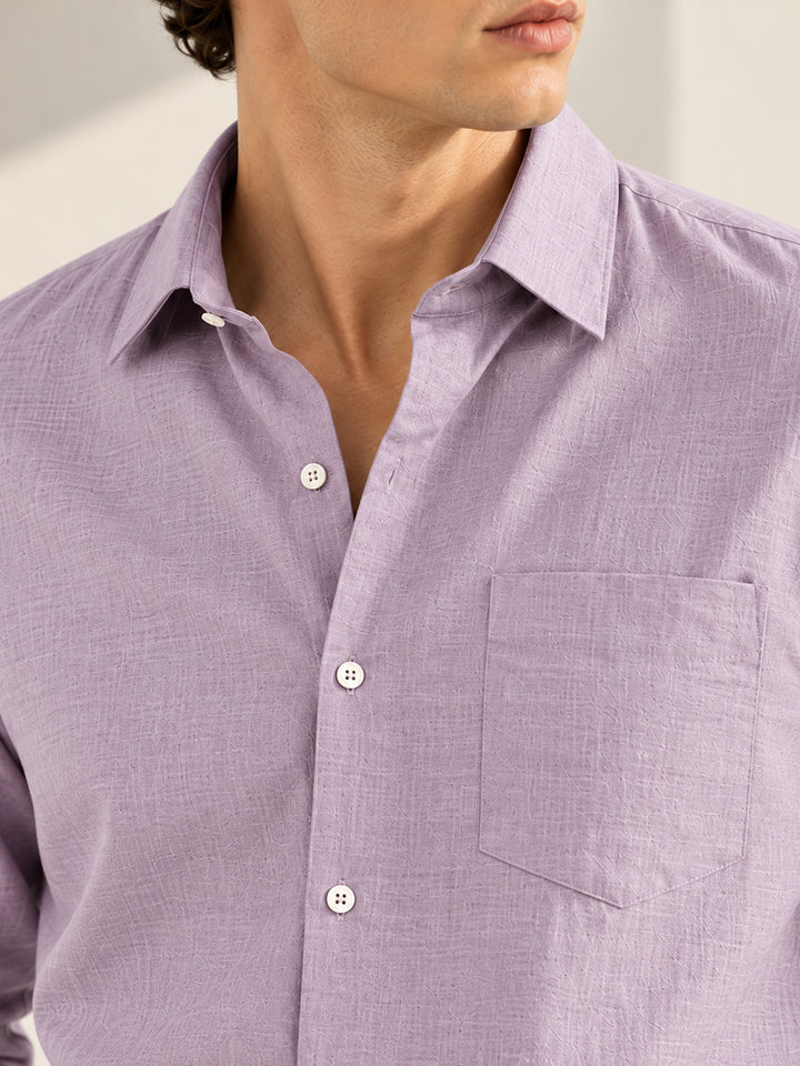 Hancock Men Purple Solid Lyocell Slim Fit Formal Shirt