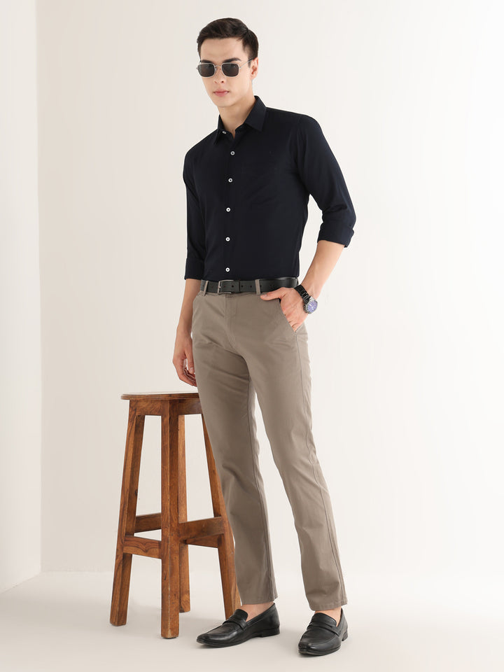 Hancock   Men   Midnight Blue   Solid Self Design   Pure Cotton   Slim Fit   Formal   Shirt