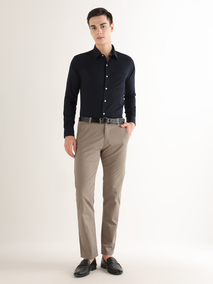 Hancock   Men   Midnight Blue   Solid Self Design   Pure Cotton   Slim Fit   Formal   Shirt
