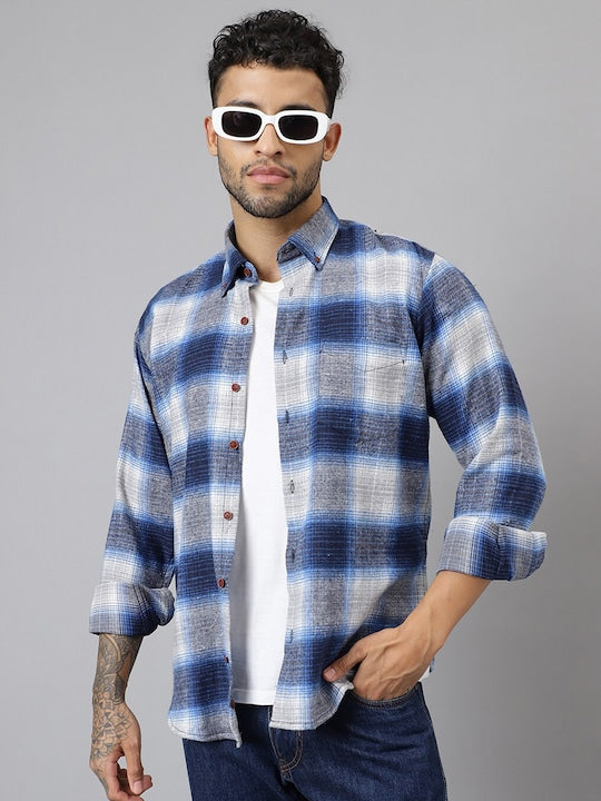Plaided Flannel Checked Pure Cotton Slim Fit Casual Shirt