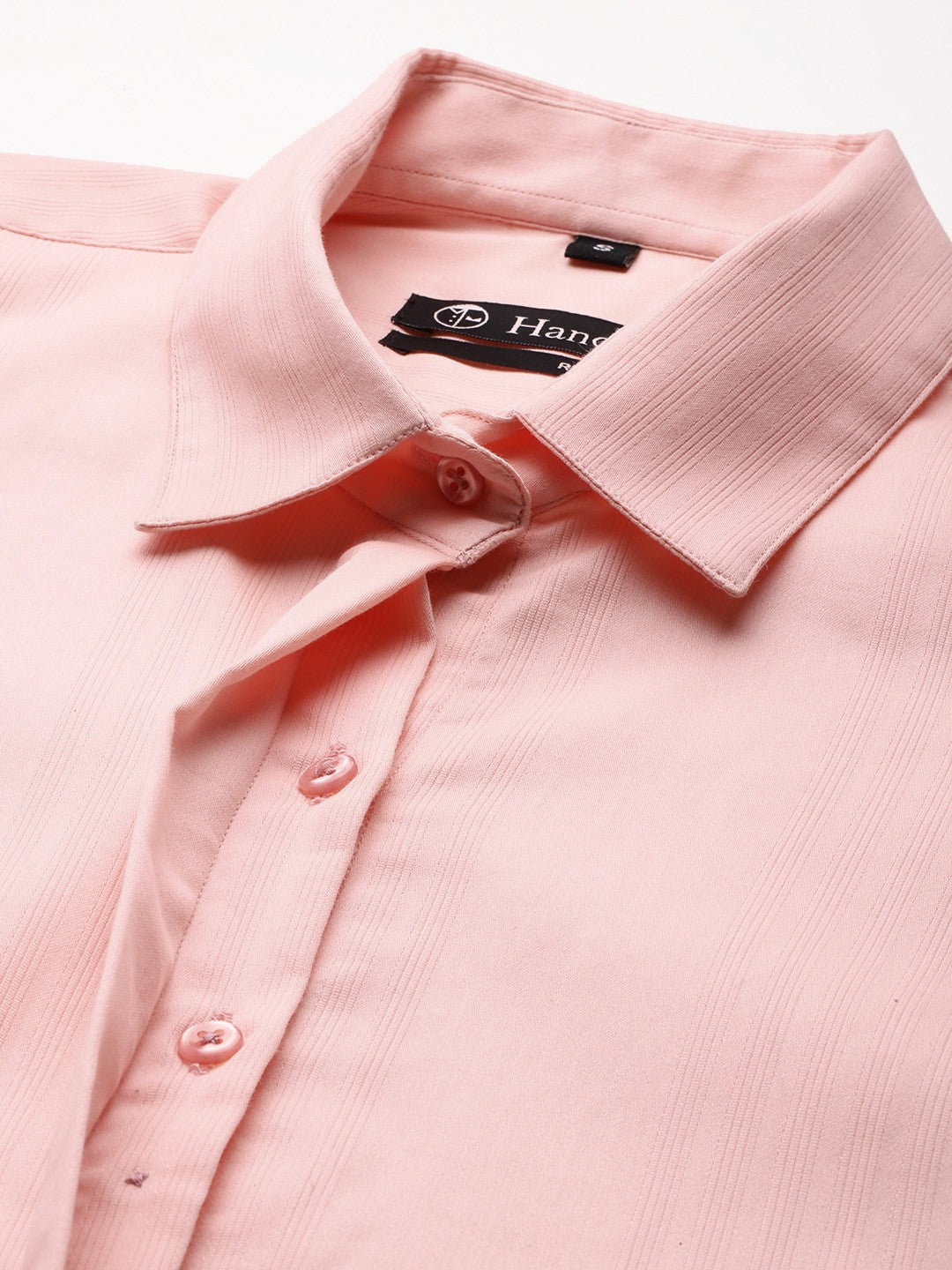 Women Peach Solid Self Design, Pure Cotton Stretchable Wrinkle Free Formal Shirt