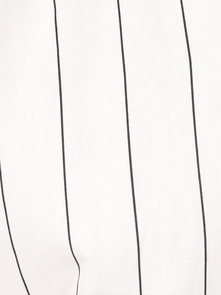Hancock Men White Stripe Pure Cotton Slim Fit Casual Shirt
